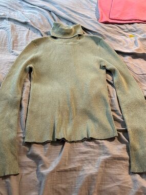 Cozy Ribbed Turtleneck Sweater in Sage Green